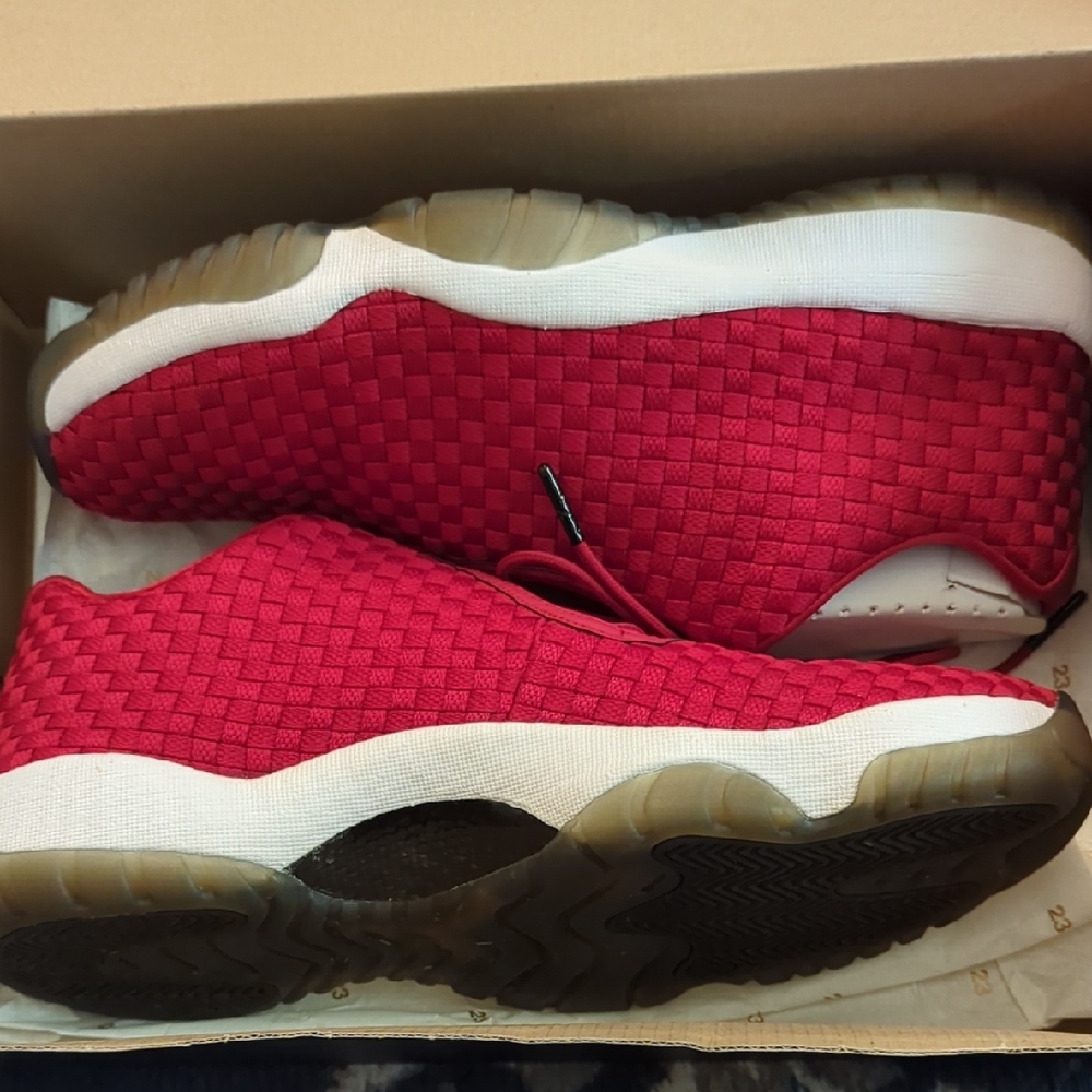 Jordan Red and White Athletic Shoes